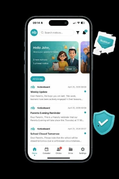 Noticeboard app home preview